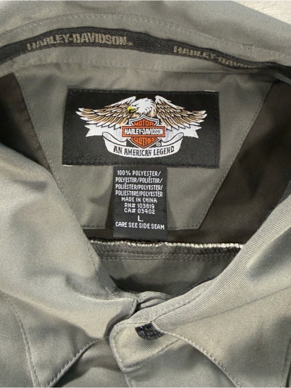 Vintage Harley-Davidson Custom Speed Ace of Spades Button Up Shirt Men's Sz  L - Picture 5 of 8